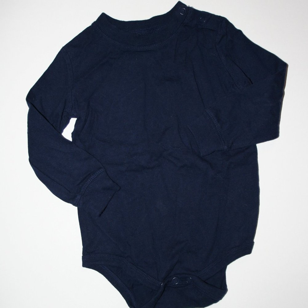 18-24M Boy Cotton Onesie Long Sleeve Navy Blue